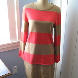 J Jill Camel and Orange Striped Sweater